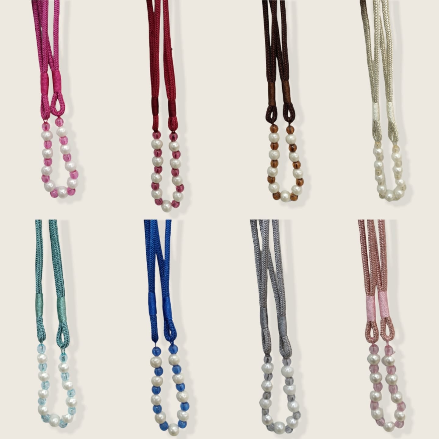 طقم مرابط ستائر حبل (جوز) - ألوان متنوعة وعصرية.